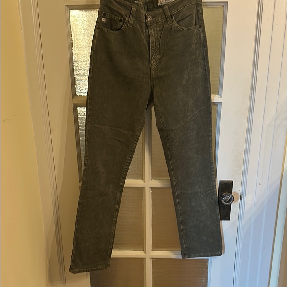 Olive Green Mari High Rise Slim Straight Corduroy Jeans 29